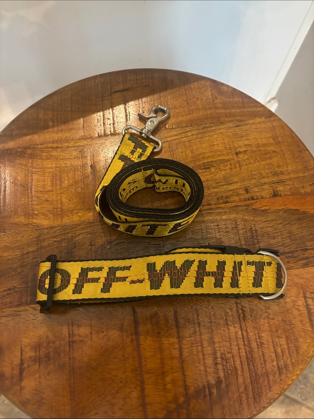 Off-White Dog Large Yellow and Black Industrial Strap Leash & Collar